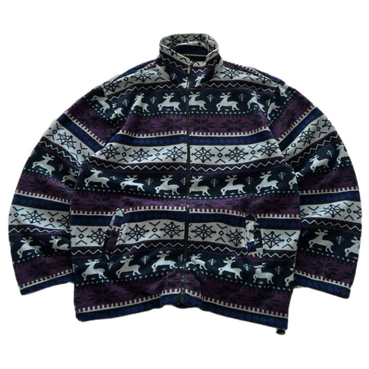 Vintage Crazy Pattern Fleece Jacket