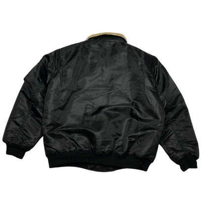 Black Bomber Full Zip Jacket With Fuzz Around Neck Line