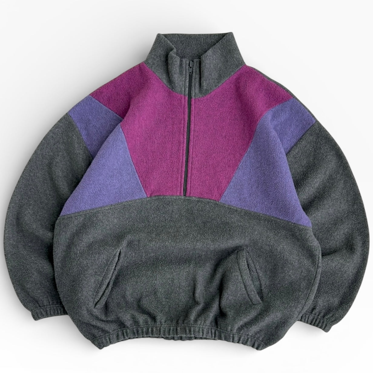 Vintage multicolored 1/4 Zip Crazy Fleece with pockets