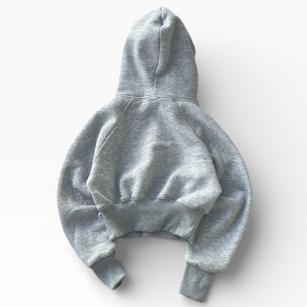Grey Cropped Hoodie With Inner Fleece Material