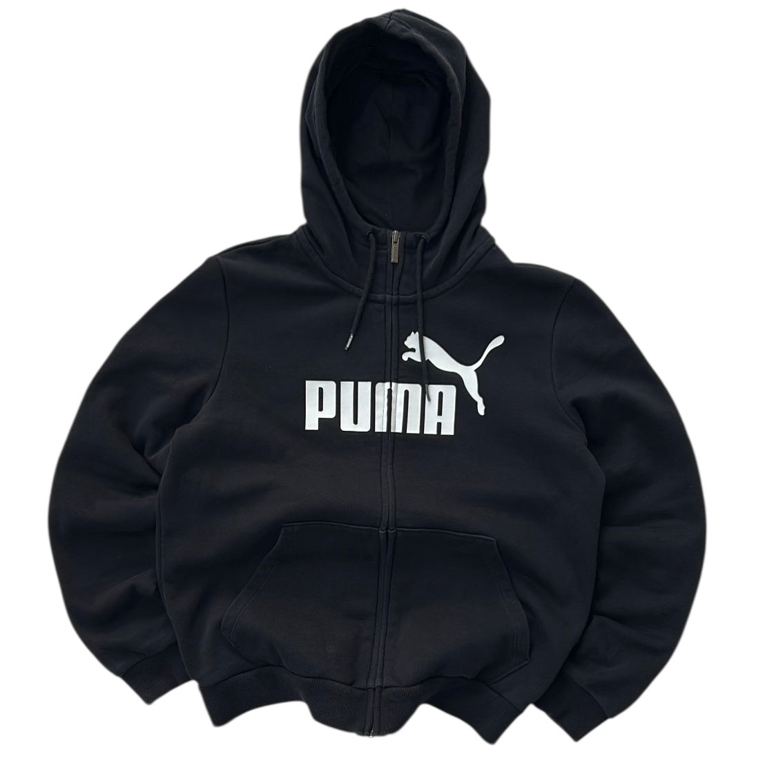 Puma Original Logo Black Hooded Full Zip Jacket