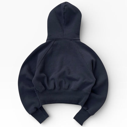 Dusty Blue Cropped Hoodie With Inner Fleece Material