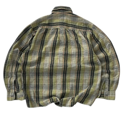 Get It All Yellow x Grey Checkers Full Button Up Flannel Overshirt