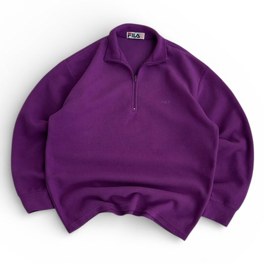 Fila Embroidered Logo 1/4 Zip Purple Fleece