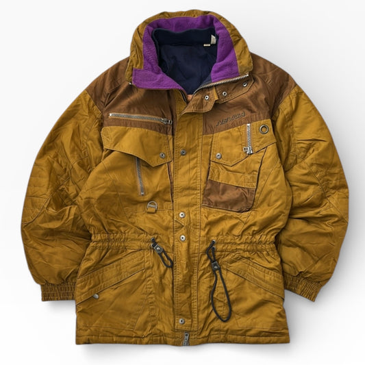 Vintage Nevica 90s Adjustable Ski Jacket Parka – Mustard / Purple Lining (Oversized Fit)