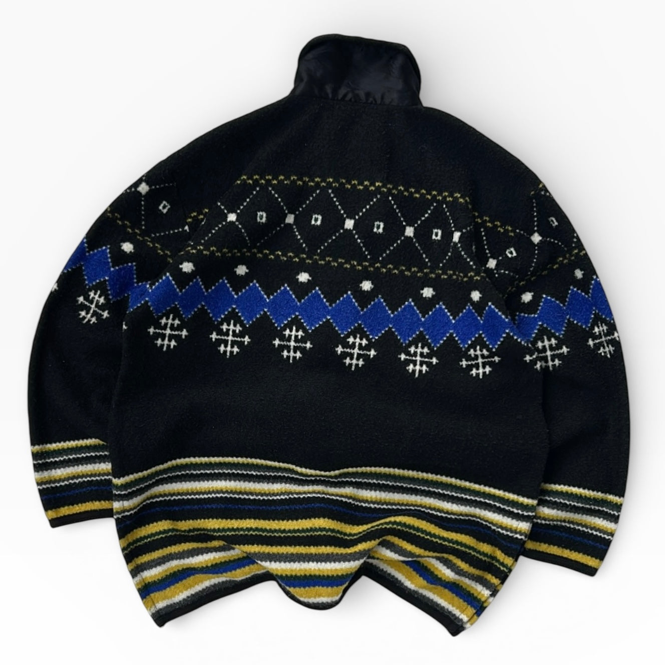 Vintage striped x patterned Full zip Fleece Jacket