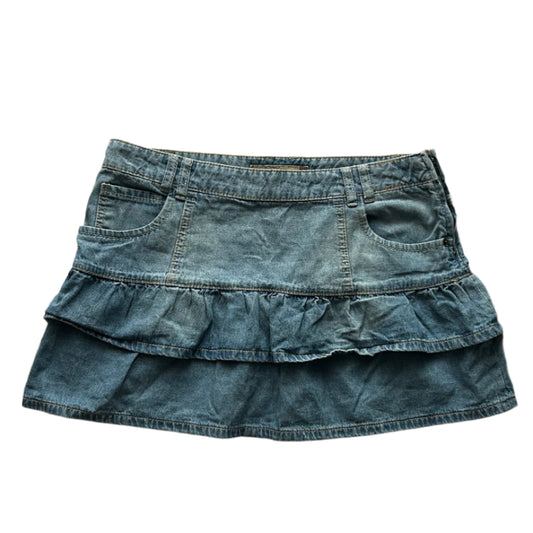 Ruffled Denim Mini Skirt
