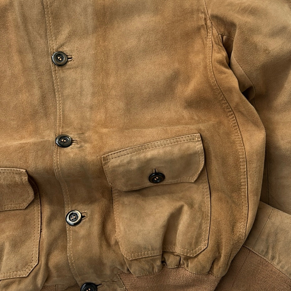 Vintage Suede Button Up Bomber Jacket