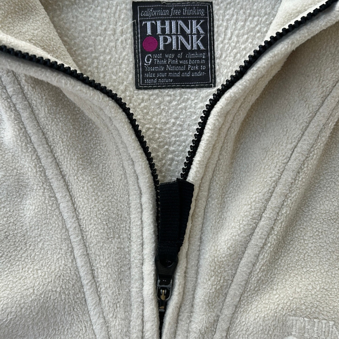 Think Pink Beige 1/4 Zip Fleece