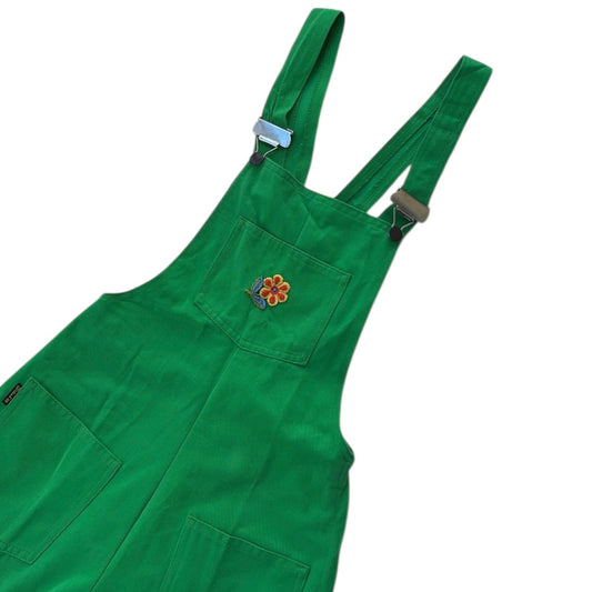 Wels Green Cabana Dungarees With Knitted Flower On Front Side