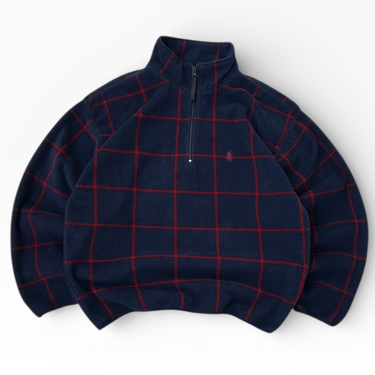 Nautica Navy x Red Patterned 1/4 Zip Fleece