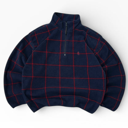 Nautica Navy x Red Patterned 1/4 Zip Fleece