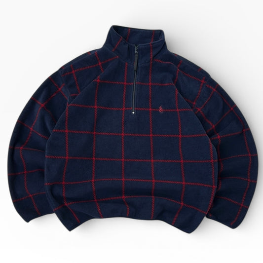 Nautica Navy x Red Patterned 1/4 Zip Fleece
