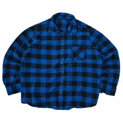 Vintage Blue & Black Button-Up Flannel OverShirt
