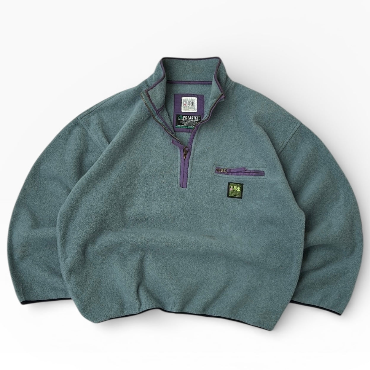 Think Pink Polartech Dusty Blue 1/4 Zip Fleece