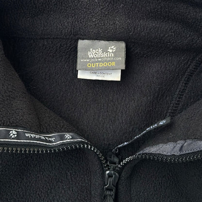 Jack wholfskin Black Fleece Adjustable Jacket With Embroidered Logo