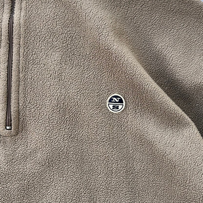 Vintage North Sails 1/4 Zip Beige x Navy Collar details Fleece