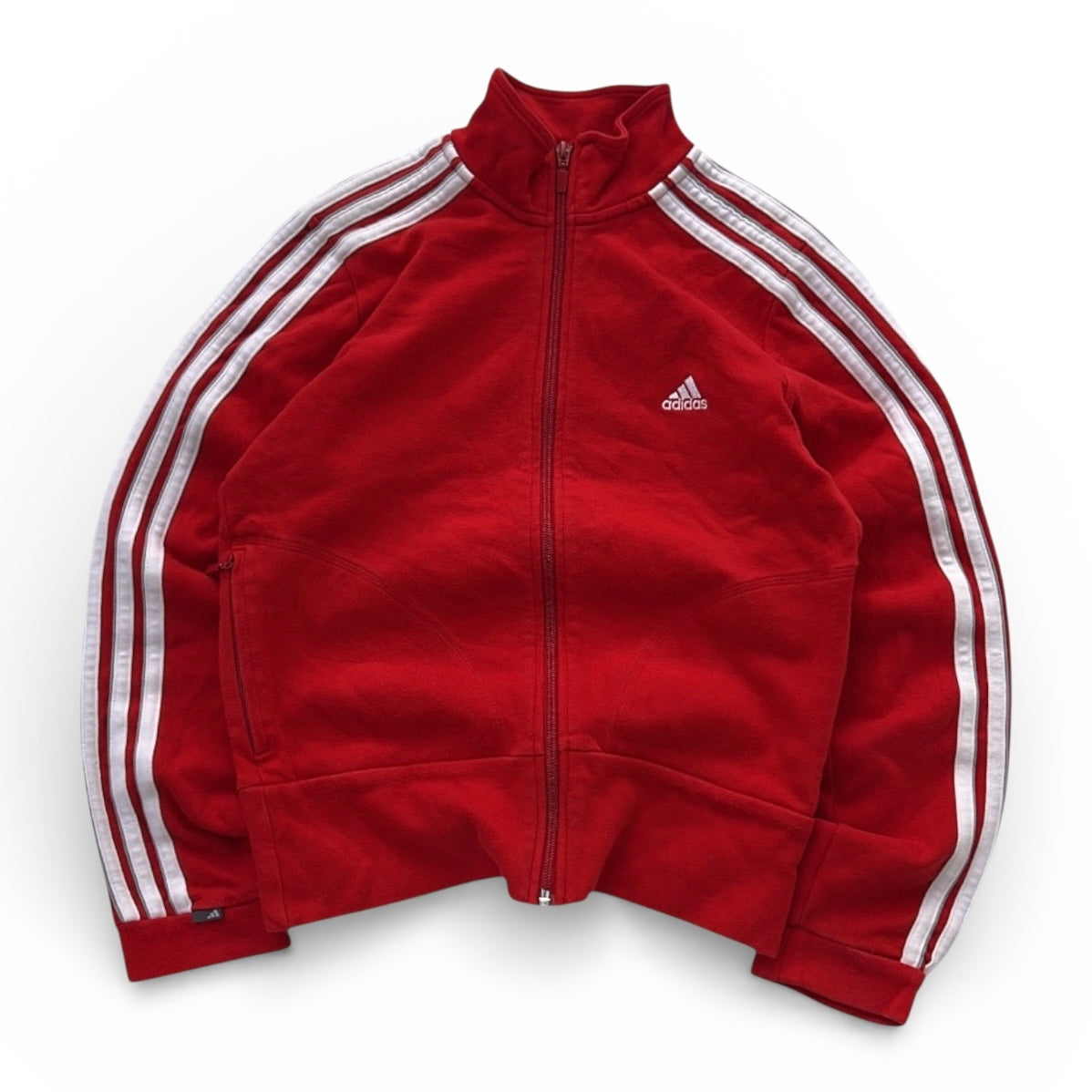 Adidas Red Waist Length Full Zip Jacket