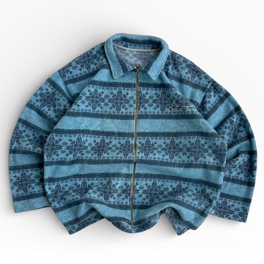Vintage crazy patterned full zip fleece