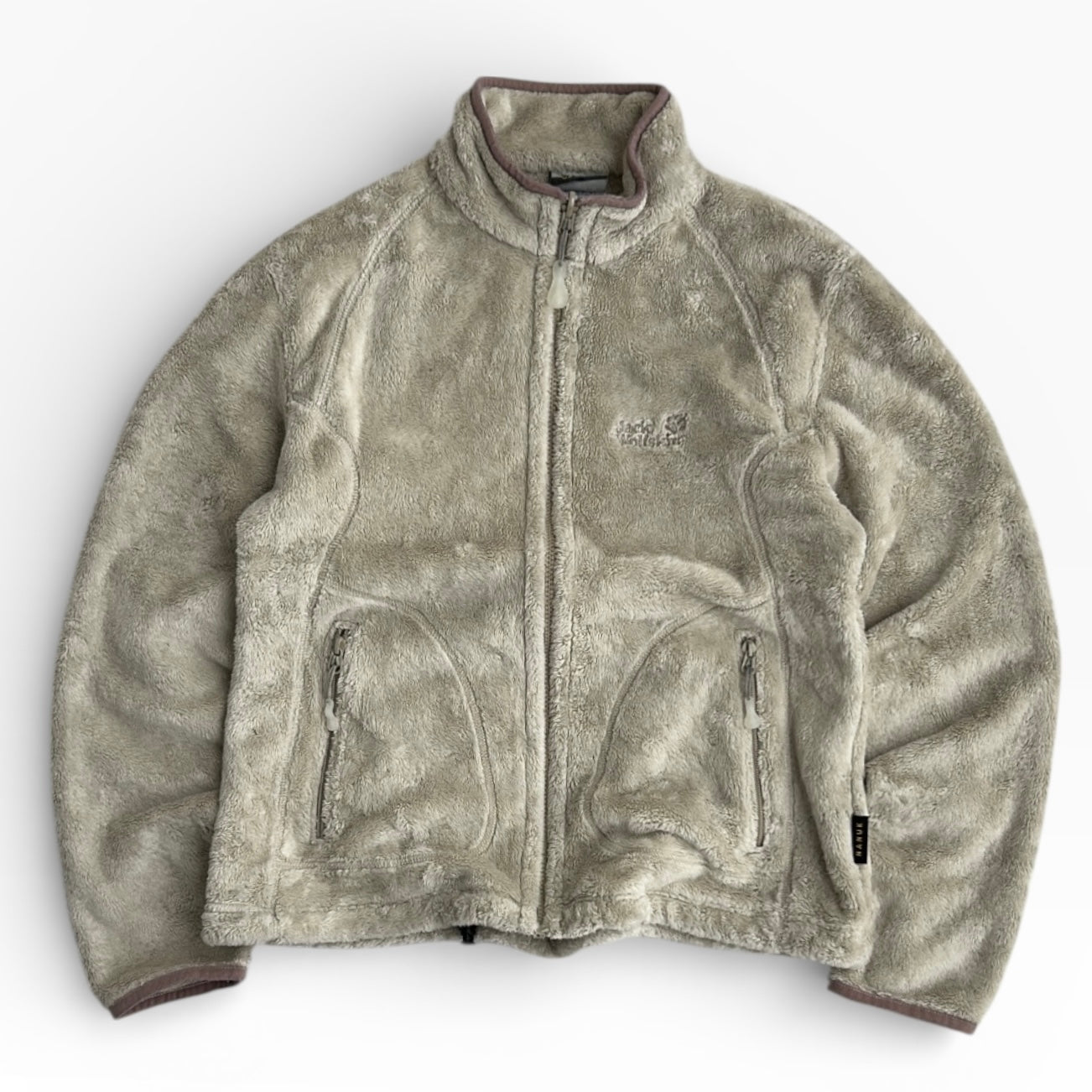 Jack Wholfskin Cream Fuzzy Fleece Adjustable Full Zip Jacket