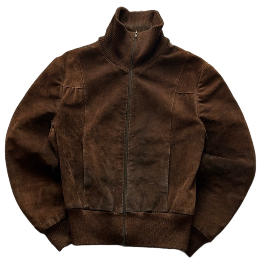 Brown Suede Bomber Fit Jacket