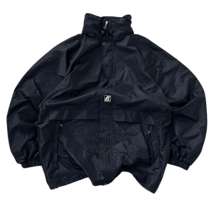 K-WAY Light Full Zip Windbreaker Adjustable Jacket With Hidden Hoodie