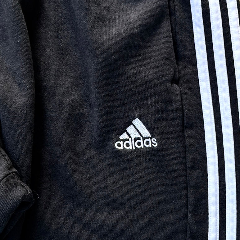 Adidas Three Stripe Black & White Adjustable Joggers