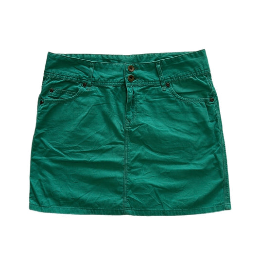Green Soft Denim Mini Skirt