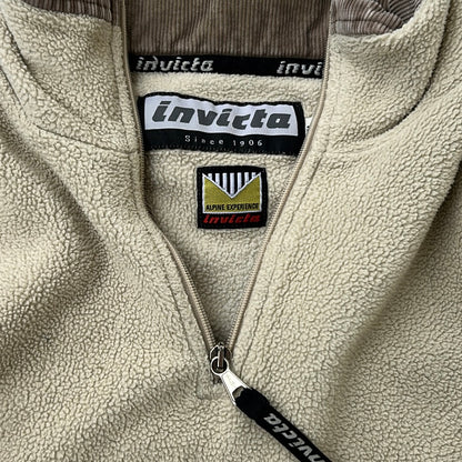 Invicta x Polartech Beige 1/4 Zip Fleece With Corduroy Neck Line