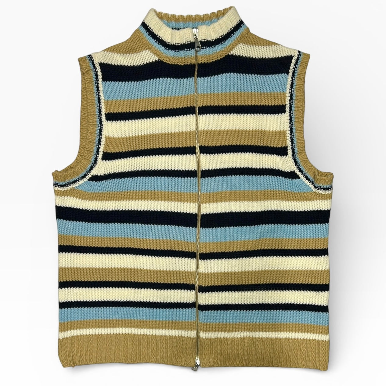 Knitted full zip vest cardigan