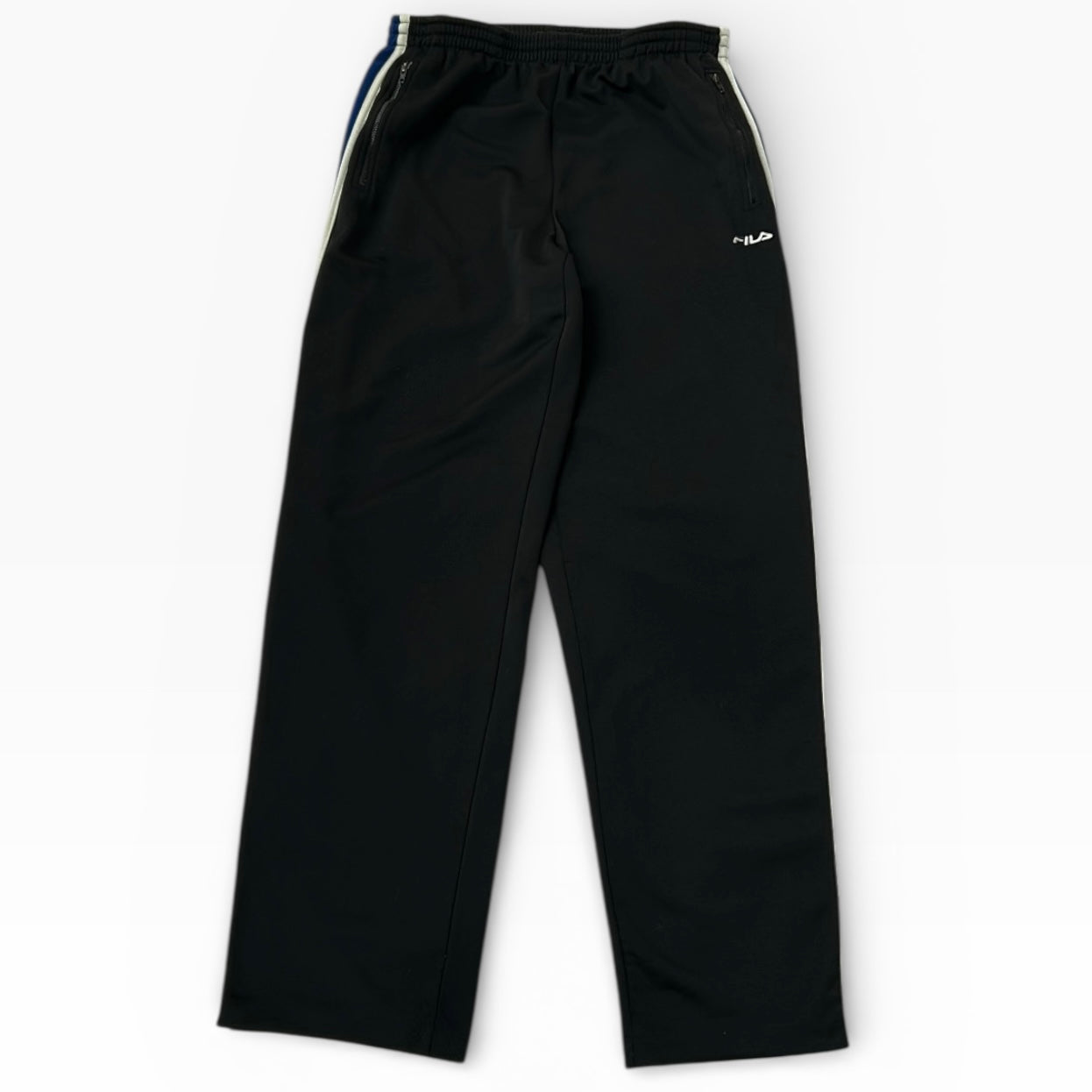 Fila Black x Blue Vintage Side Button Adjustable Track Pants