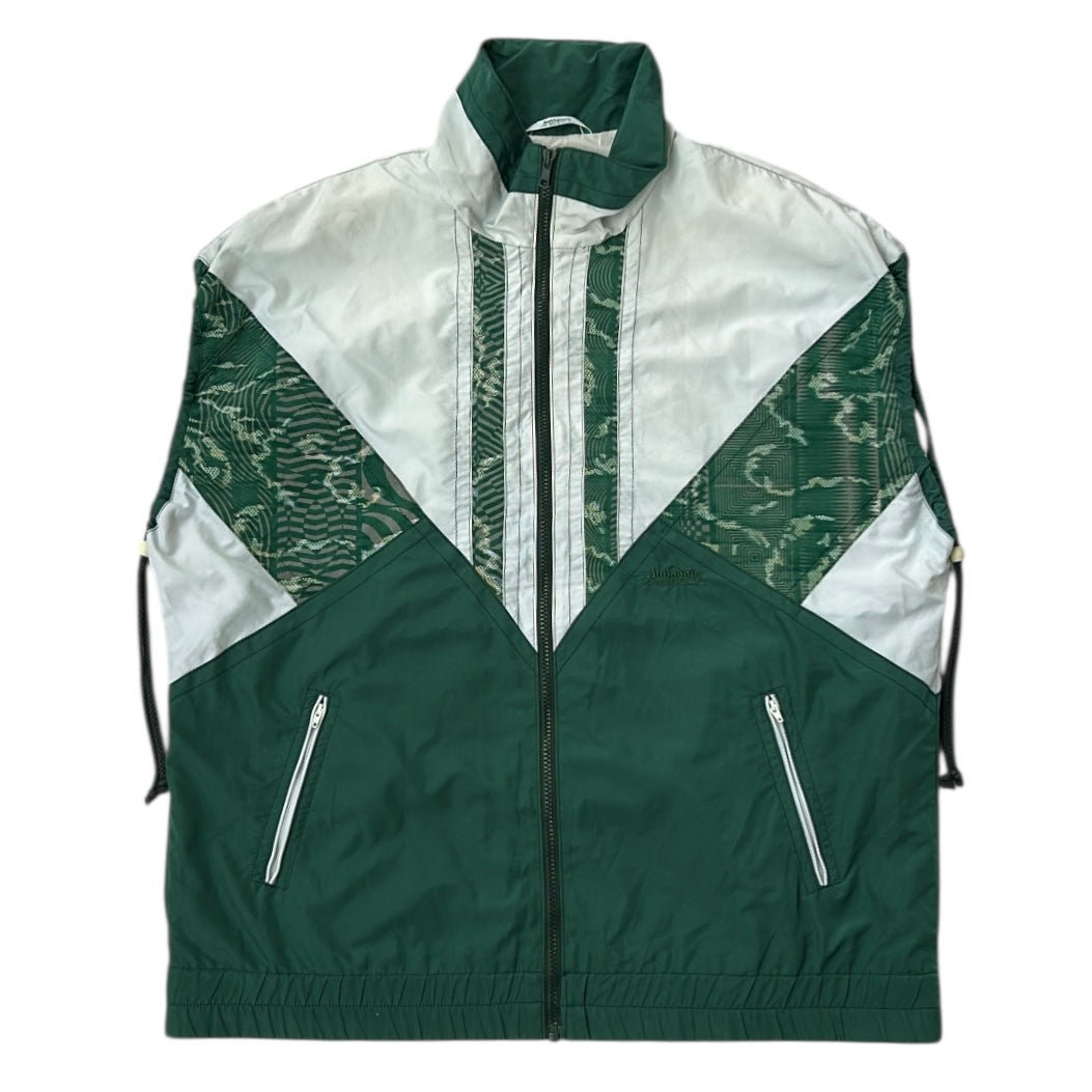 Vintage Pattern Green x White Vest Full Zip Jacket