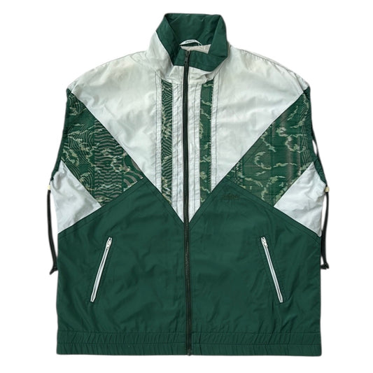 Vintage Pattern Green x White Vest Full Zip Jacket