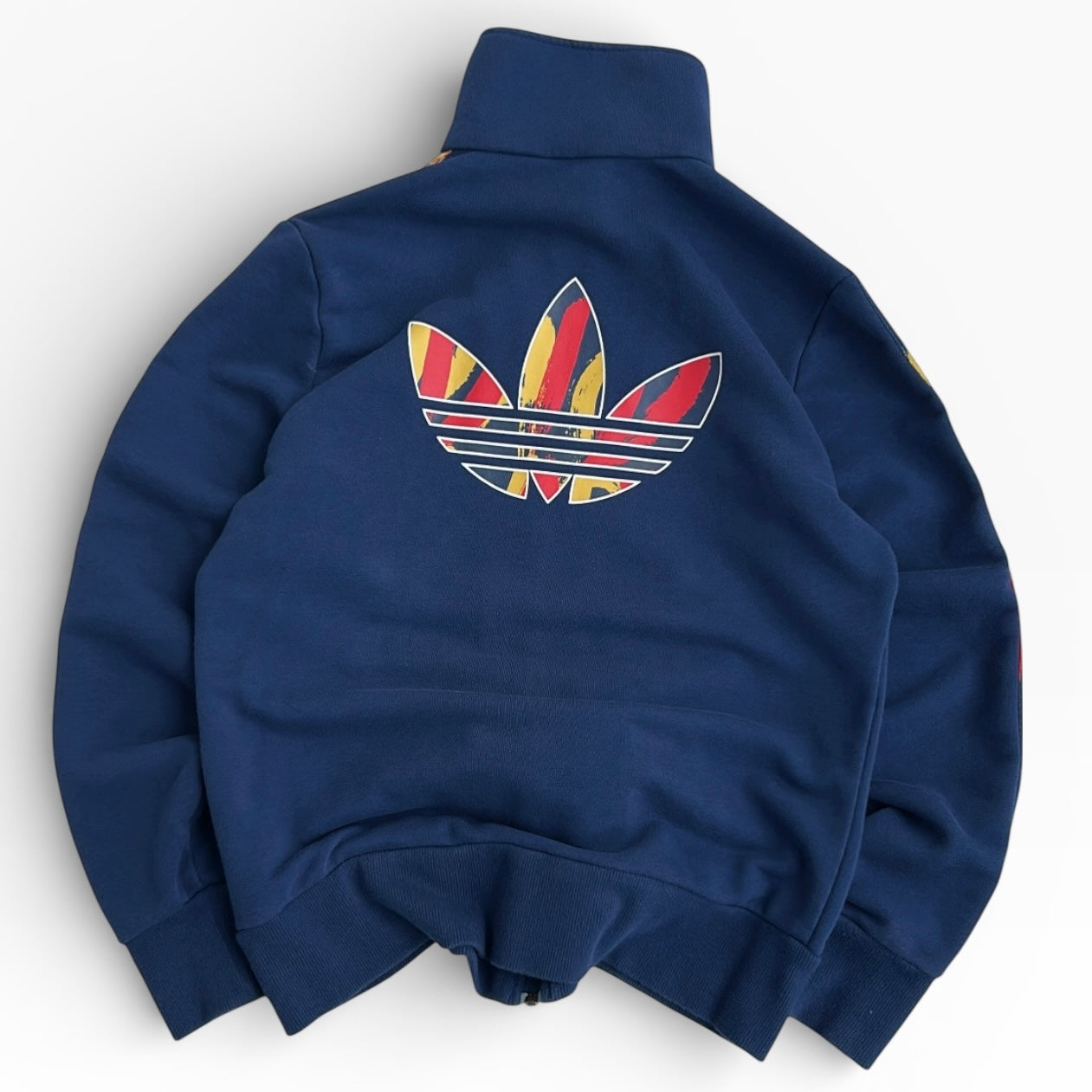 Adidas patterned three stripe x back logo full zip jacket