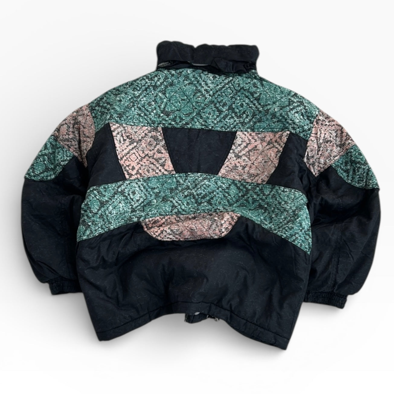 FILA Retro 90s Abstract Print Ski Adjustable Jacket With Hidden Hoosie