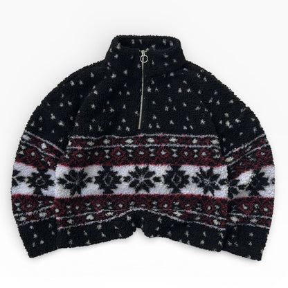 Fuzzy 1/4 Zip Patterned Adjustable fleece