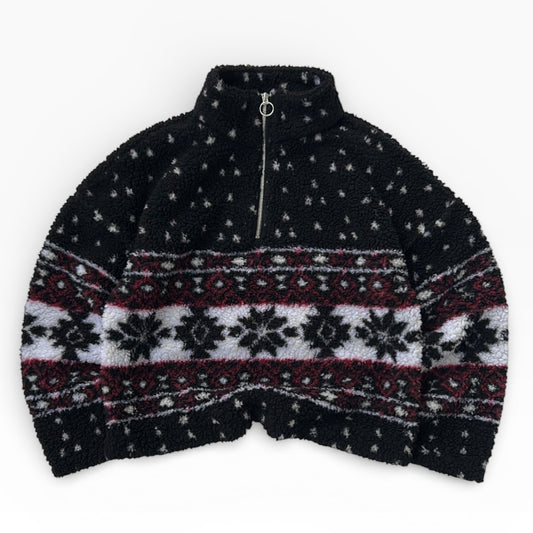 Fuzzy 1/4 Zip Patterned Adjustable fleece