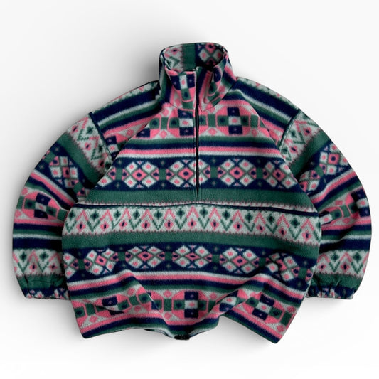 Vintage Multicoloured crazy adjustable 1/4 Zip Fleece