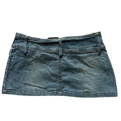 Micro denim skirt with attacked denim belt