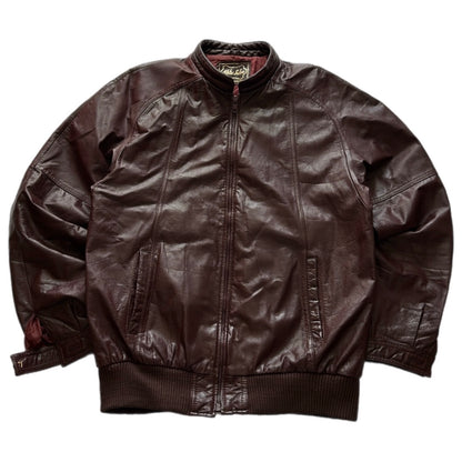 Burgundy Leather Bomber Jacket
