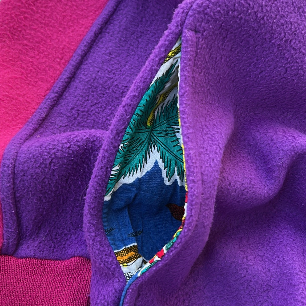 Vintage 1/4 Zip Crazy Pattern Fleece With Front Pocket