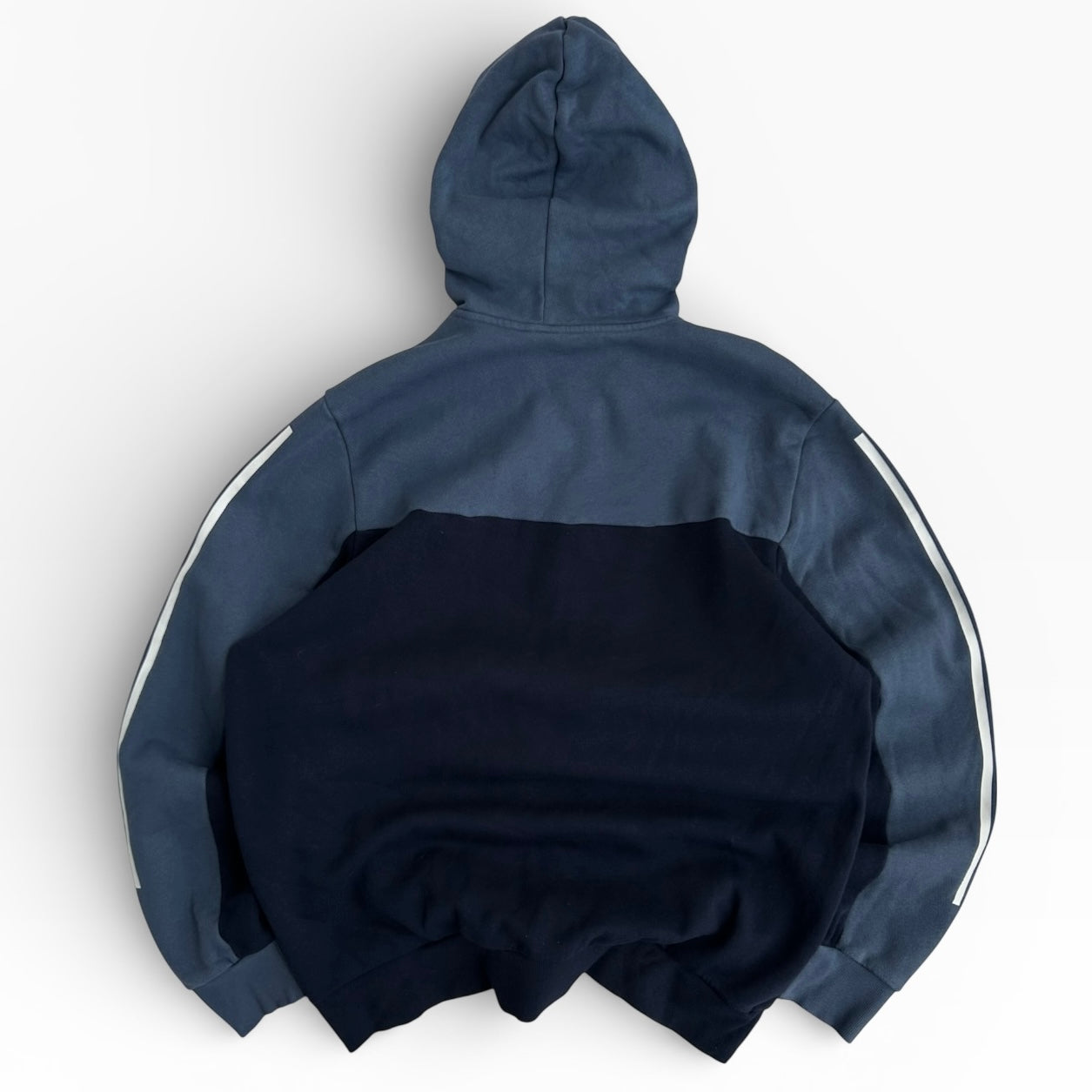 Adidas Blue patterned full zip casual hooded jacket