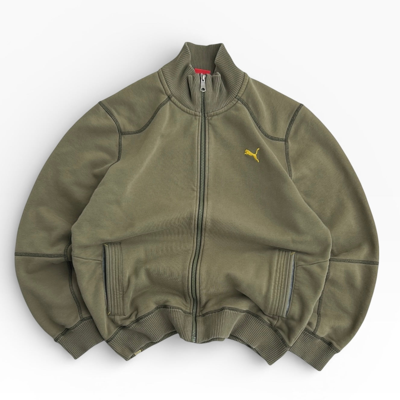 Puma Vintage Khaki x yellow embroidered Logo Full Zip jacket