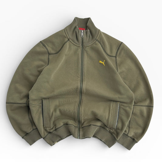 Puma Vintage Khaki x yellow embroidered Logo Full Zip jacket