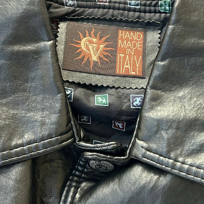 Black Faw Leather Bomber Made In Italy Jacket