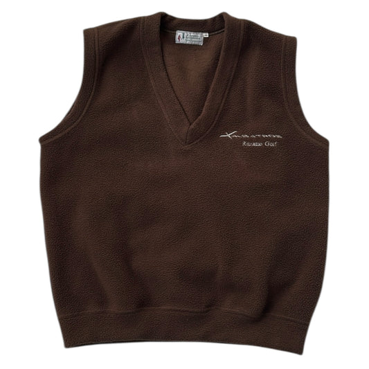 Chocolate Brown Ritratto V-Neck Fleece Vest