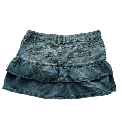 Ruffled Denim Mini Skirt