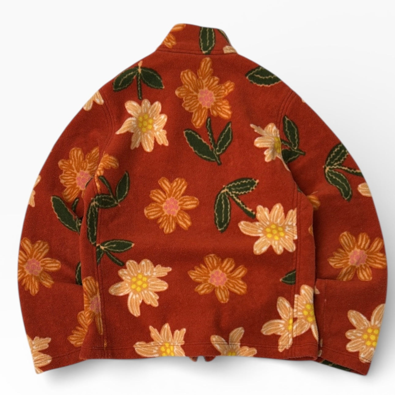Conte Of Florence Floral Orange Full Zip Fleece Jacket