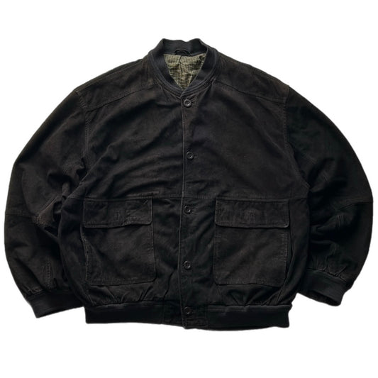 Black Suede Bomber Fit Jacket