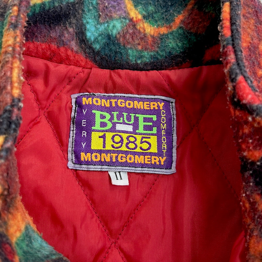 Montgomery Blue 1985 Full button up crazy fleece vest jacket
